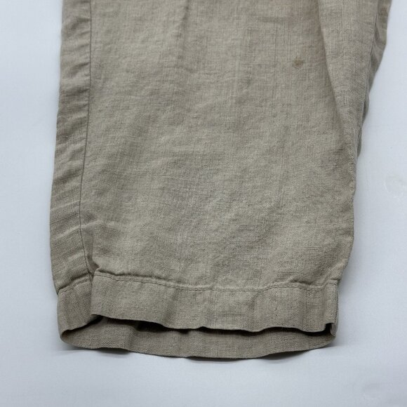 Eileen Fisher Women's Size Large Tan Organic Linen Pull-On Tapered Pants - FLAW! - Picture 3 of 10